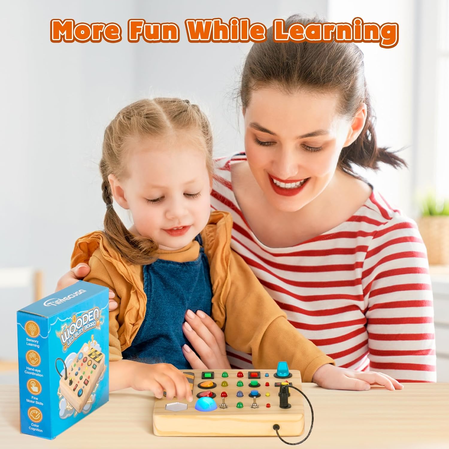 Montessori Sensorisch Busy Board 24 LED lampjes l Educatief Speelgoed 1 Jaar