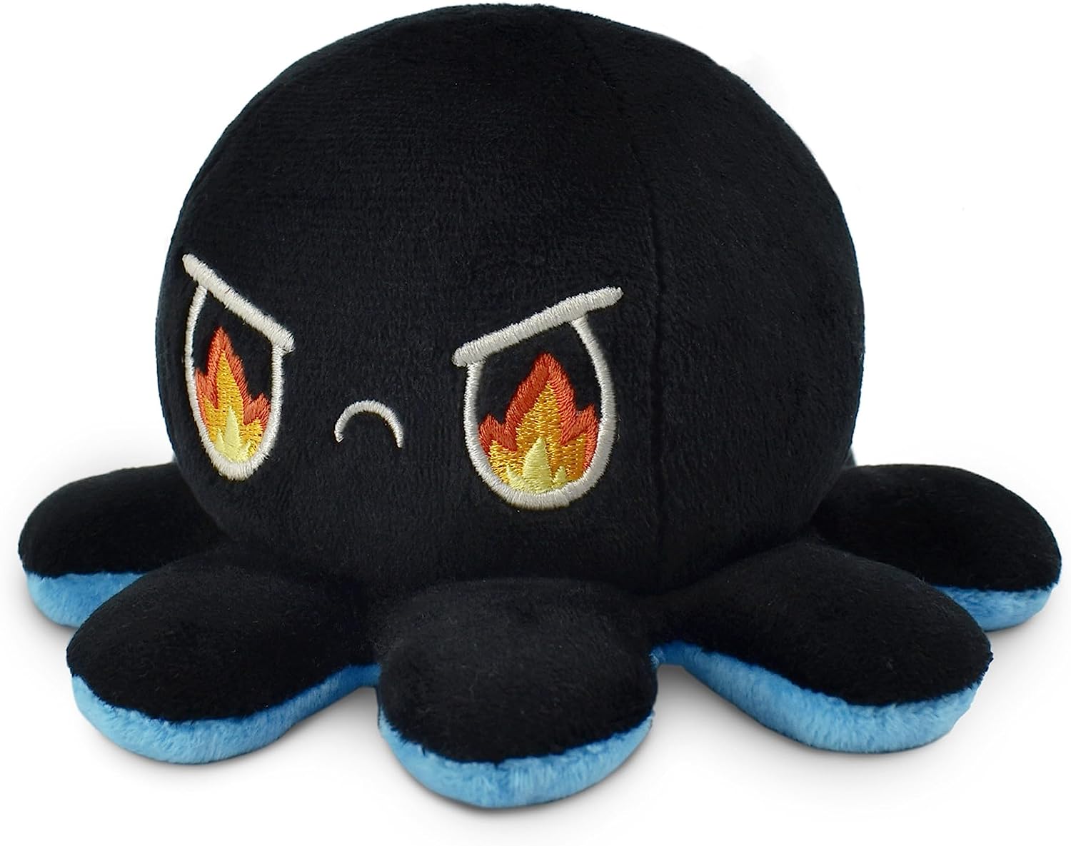 Omkeerbare Octopus Plushie - Paars + Blauw - Schattige Sensory Fidget knuffeldieren die je stemming laten zien, Boos Blauw + Gelukkig Paars, 4 inch