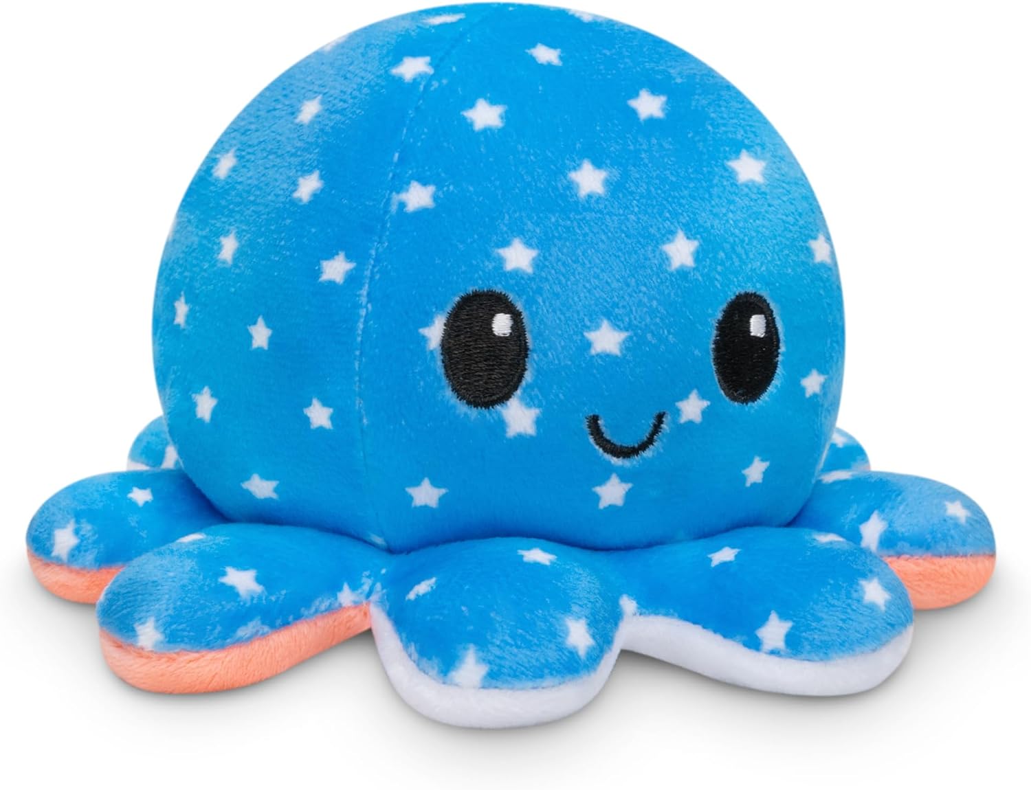 Omkeerbare Octopus Plushie - Paars + Blauw - Schattige Sensory Fidget knuffeldieren die je stemming laten zien, Boos Blauw + Gelukkig Paars, 4 inch