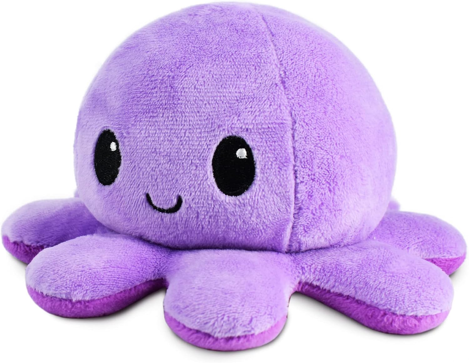 Omkeerbare Octopus Plushie - Paars + Blauw - Schattige Sensory Fidget knuffeldieren die je stemming laten zien, Boos Blauw + Gelukkig Paars, 4 inch