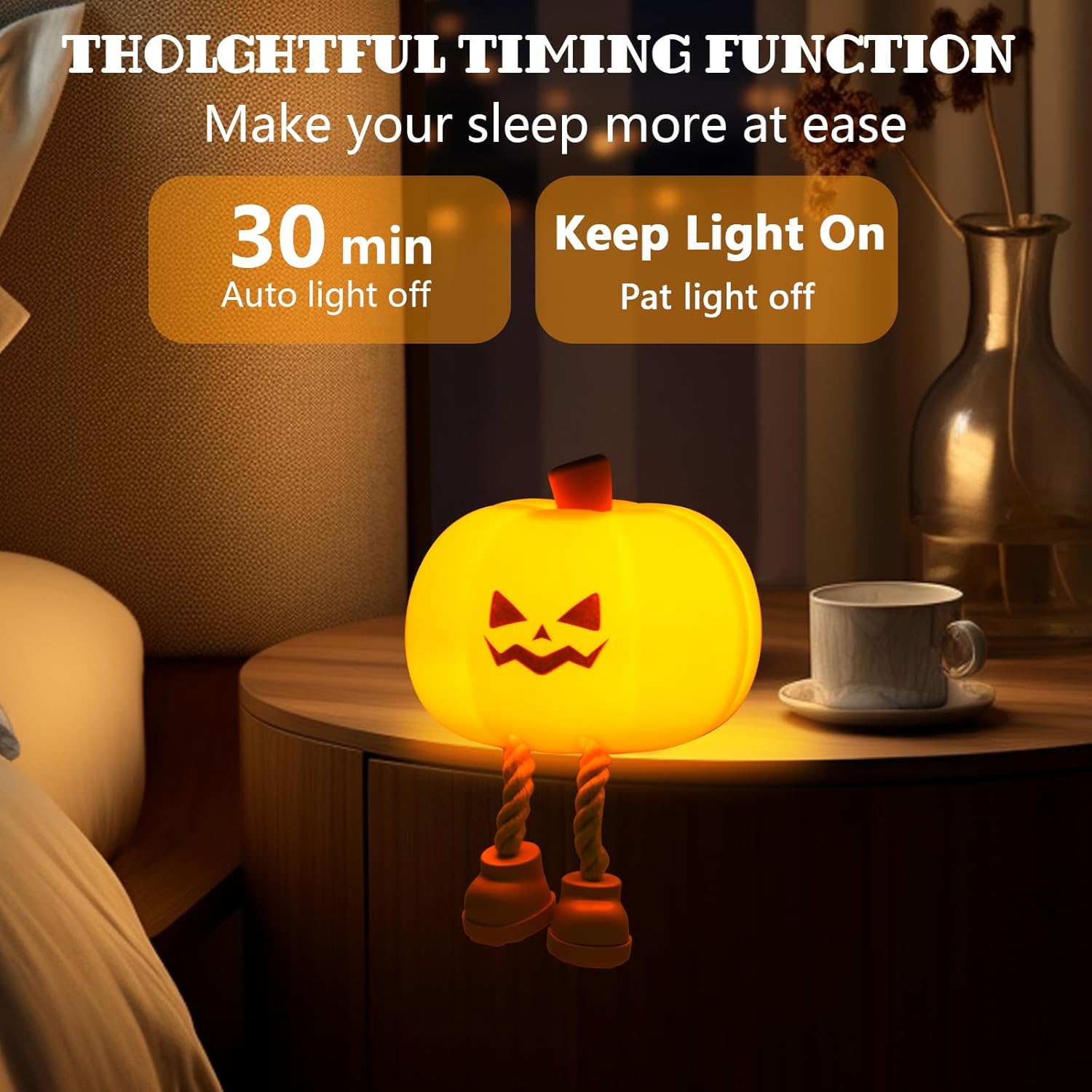 Pumpkin LED Nachtlampje - Dimbare Siliconen Touch Lamp voor Kinderen & Volwassenen | Oplaadbare Bedlamp & Halloween Decor