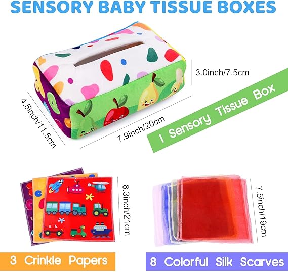 Zacht Speelgoed Tissue Box voor Zintuigen van Baby's van 6 tot 12 Maanden