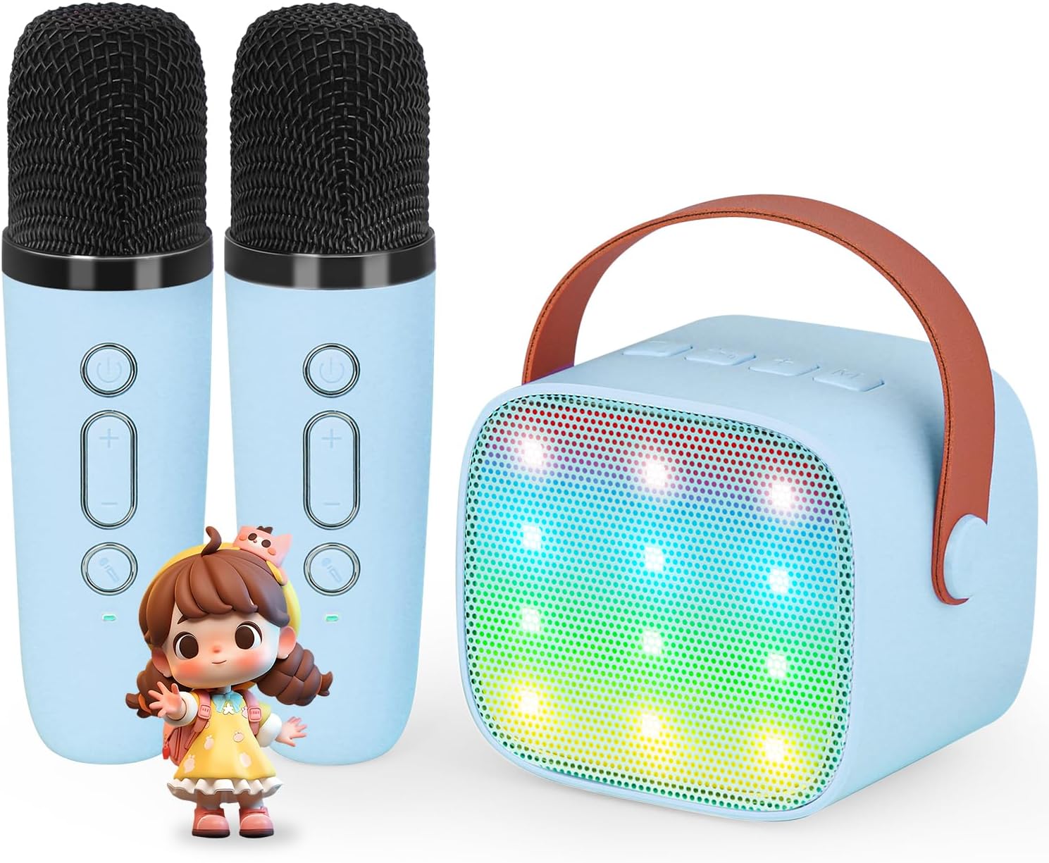 Karaoke Machine voor Kinderen | Mini Bluetooth Speaker met 2 Draadloze Microfoons | Verjaardagscadeau voor Meisjes 5+ Jaar