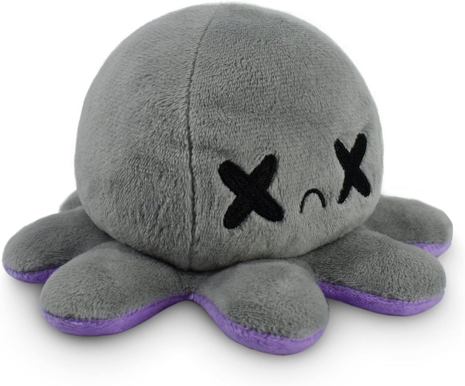 Omkeerbare Octopus Plushie - Paars + Blauw - Schattige Sensory Fidget knuffeldieren die je stemming laten zien, Boos Blauw + Gelukkig Paars, 4 inch