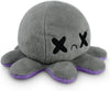 Omkeerbare Octopus Plushie - Paars + Blauw - Schattige Sensory Fidget knuffeldieren die je stemming laten zien, Boos Blauw + Gelukkig Paars, 4 inch