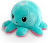 Omkeerbare Octopus Plushie - Paars + Blauw - Schattige Sensory Fidget knuffeldieren die je stemming laten zien, Boos Blauw + Gelukkig Paars, 4 inch