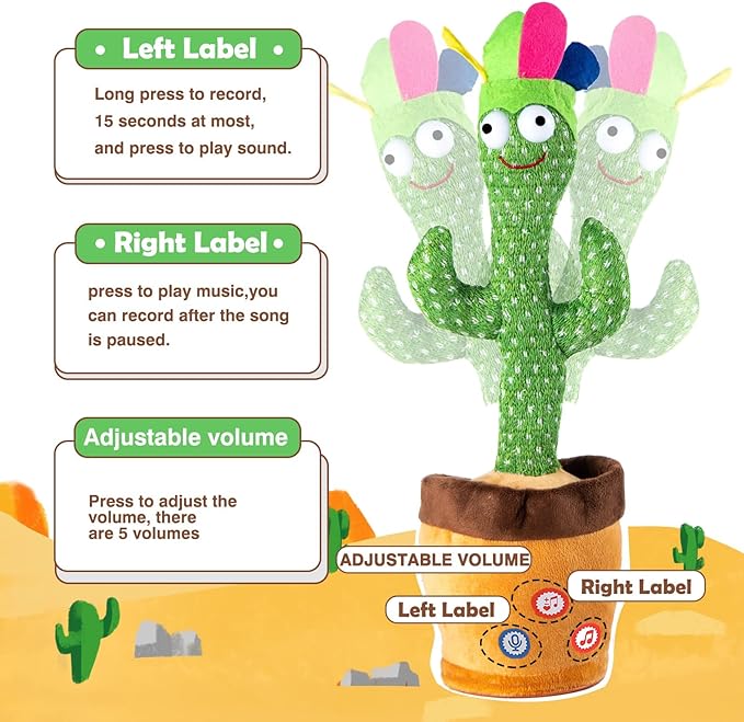 Angst Verlichting Dansende Cactus Knuffel l Peuter 1, 2, 3, 4, 5 ,6 Jaar