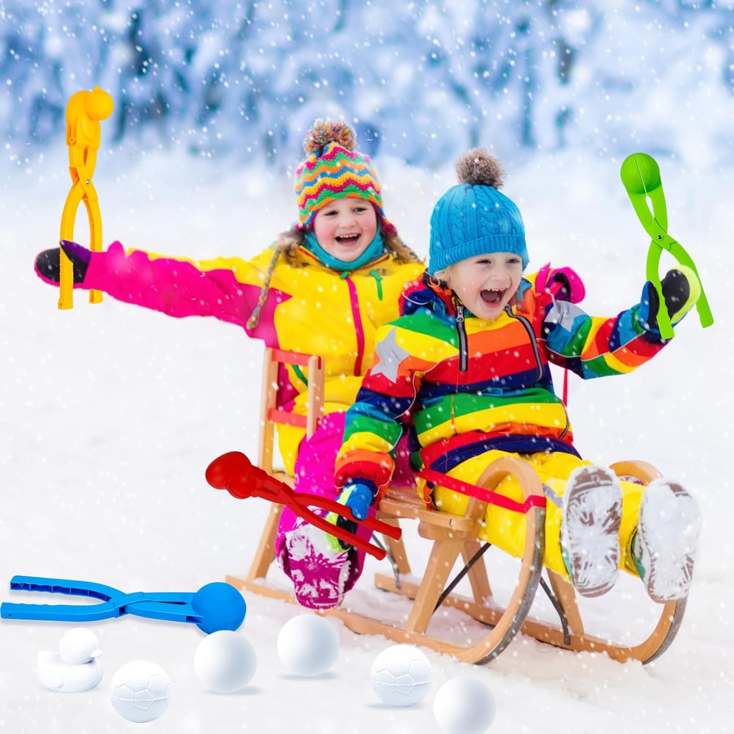 4-Pack Sneeuwbal Maker | Sneeuwbal Speelgoed Spel met Handvat voor Kinderen Binnen en Buiten Winter Sneeuwbalgevecht Maker Tool