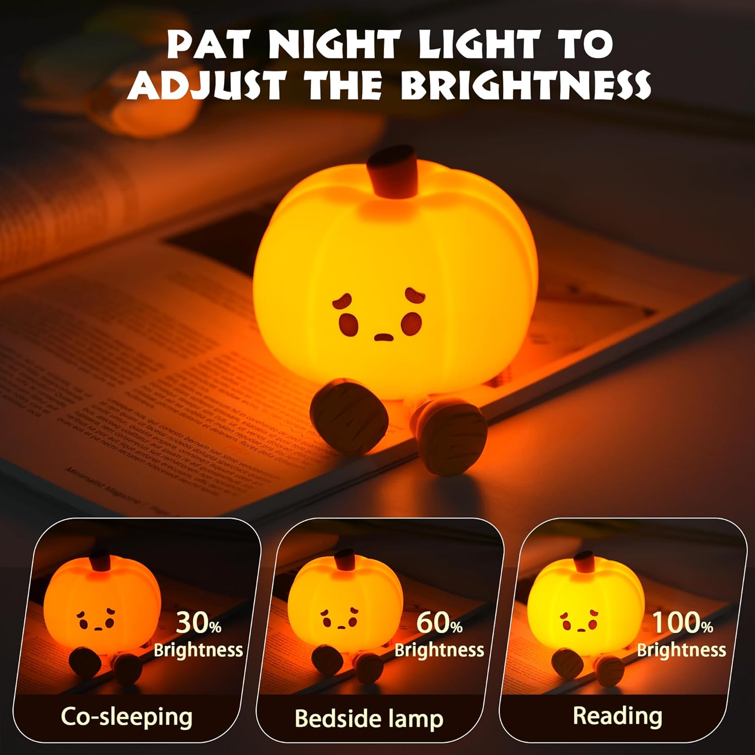 Pumpkin LED Nachtlampje - Dimbare Siliconen Touch Lamp voor Kinderen & Volwassenen | Oplaadbare Bedlamp & Halloween Decor