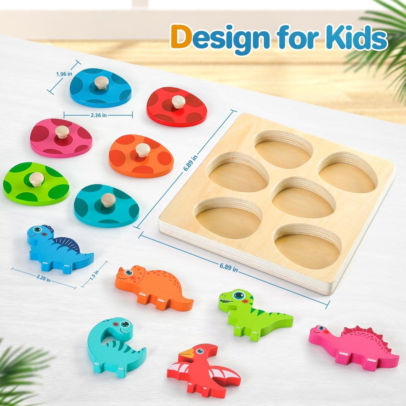 Houten 3D Dino Puzzel voor Kleuters l Montessori Speelgoed 6+ Maanden