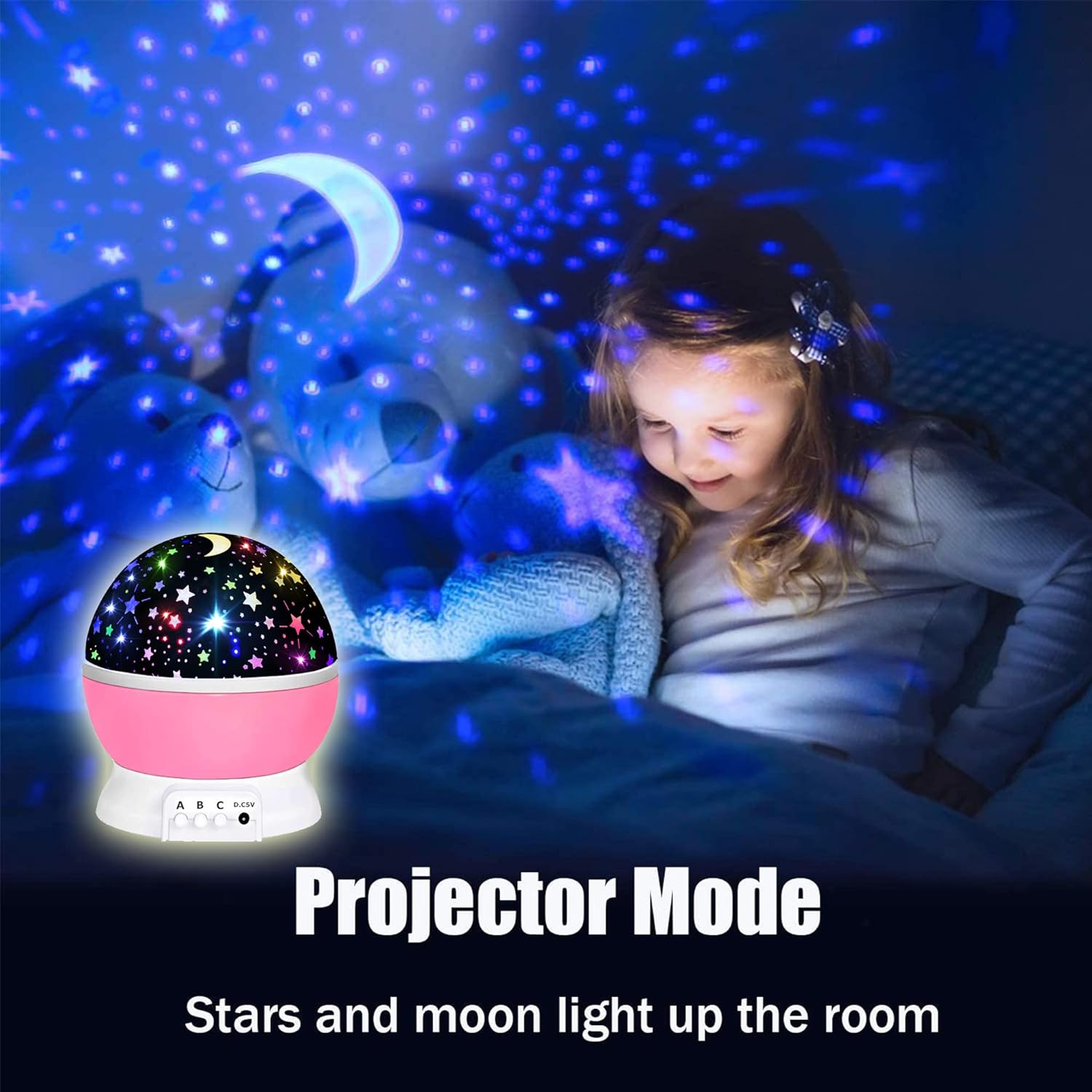 Sterren & Galaxy Projector Roze voor Kinderen van 2 tot 9 Jaar l Kinderkamer Lamp