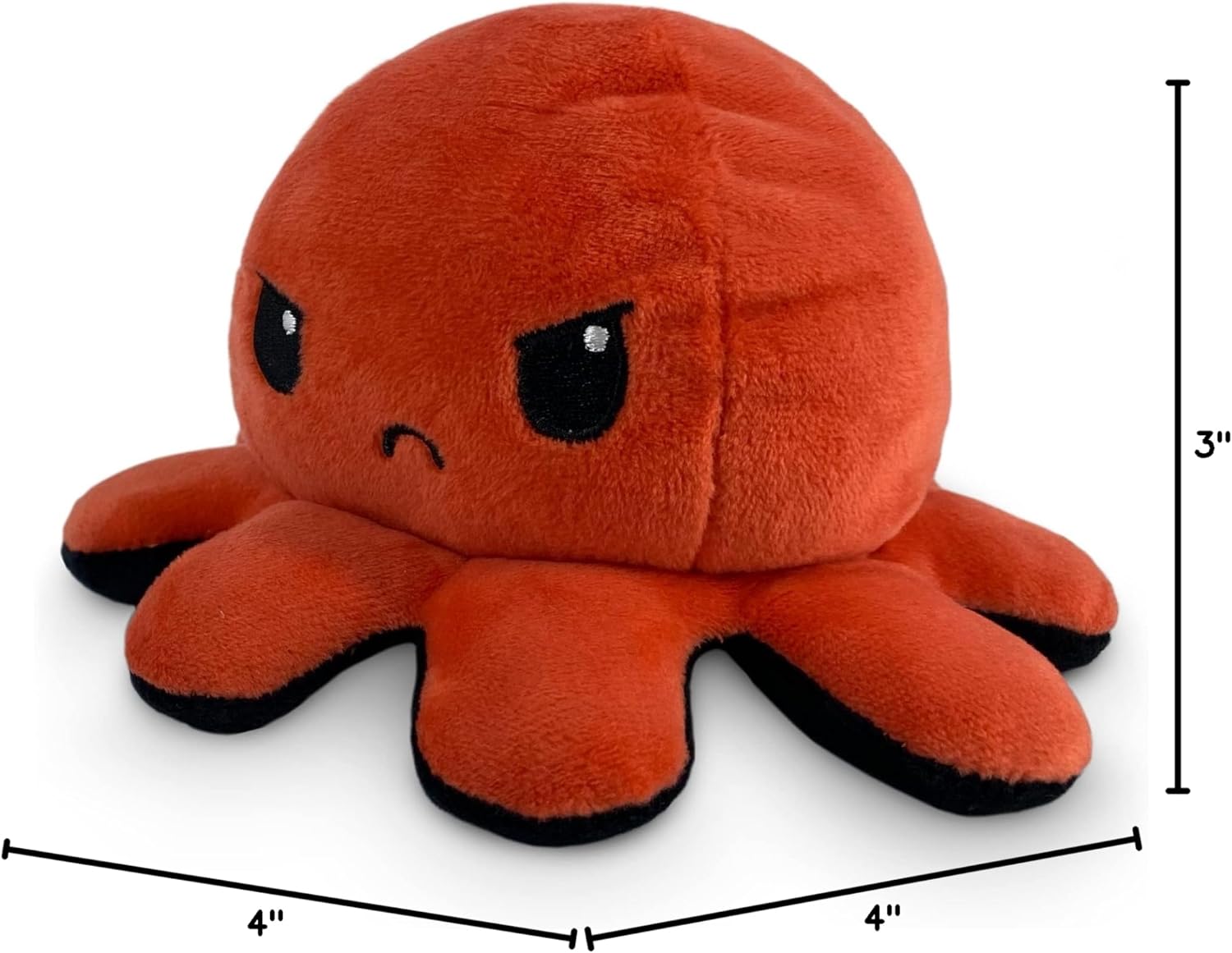 Omkeerbare Octopus Plushie - Paars + Blauw - Schattige Sensory Fidget knuffeldieren die je stemming laten zien, Boos Blauw + Gelukkig Paars, 4 inch