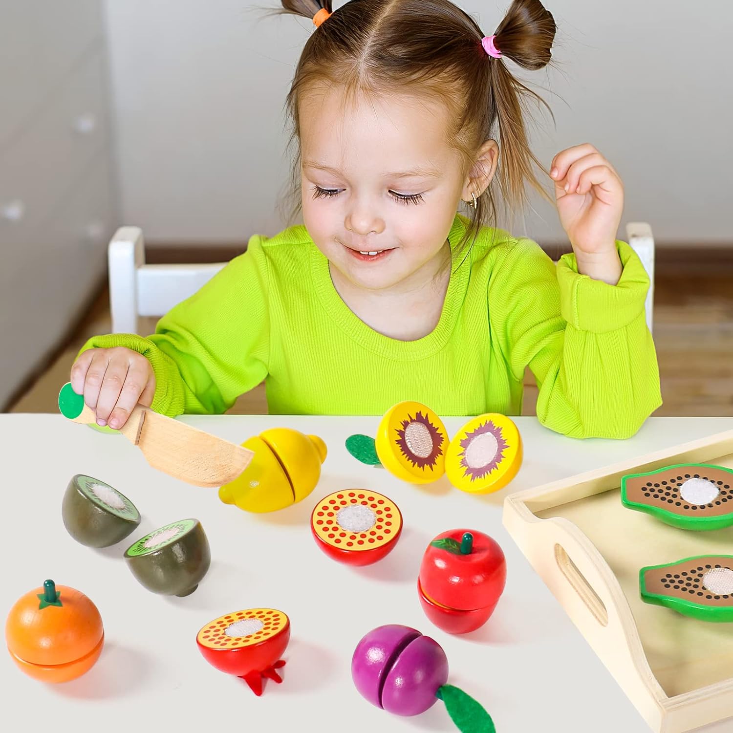 Montessori Hout Speelgoed Fruit Set l Educatief Speelgoed 1 Jaar