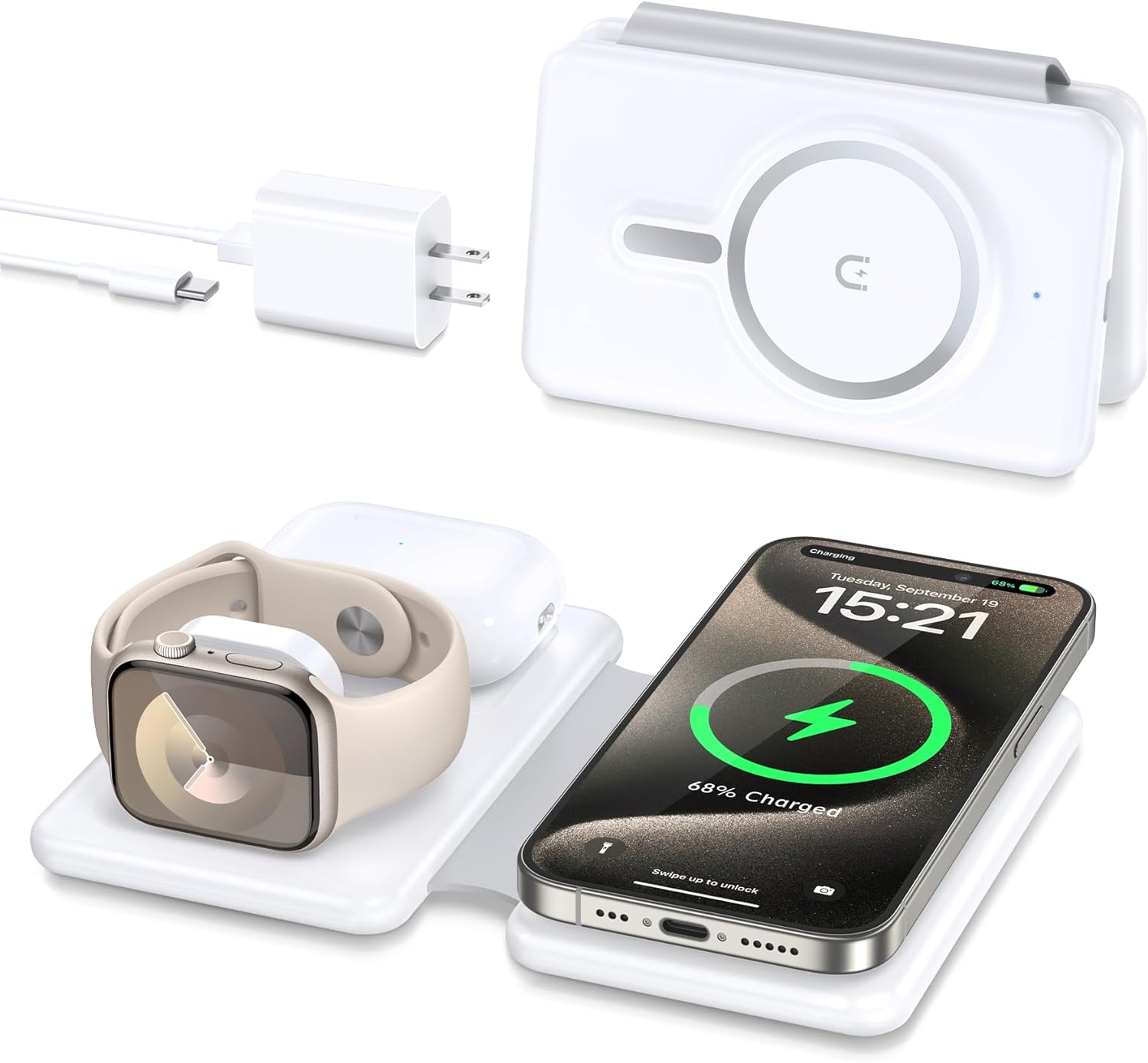 AppleStationX l Draadloze Magnetische Oplader voor iPhone & Samsung & Apple Watch Charger