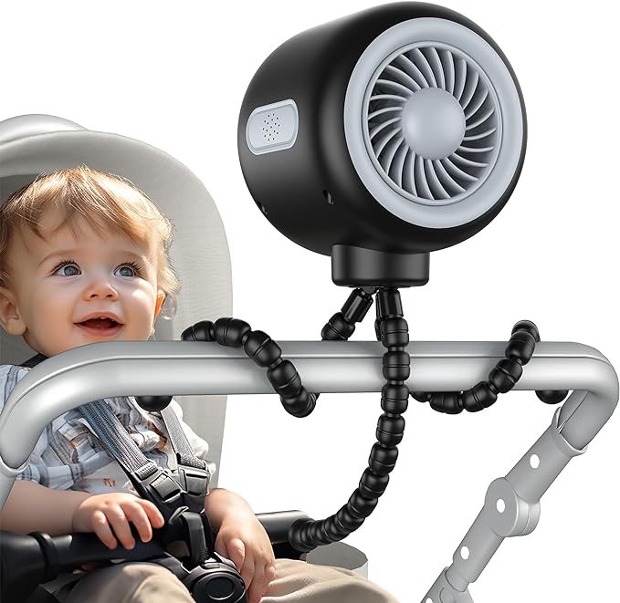 StrollPro V2 l Draagbare Wandelwagen Ventilator met Flexibel Statief Baby's