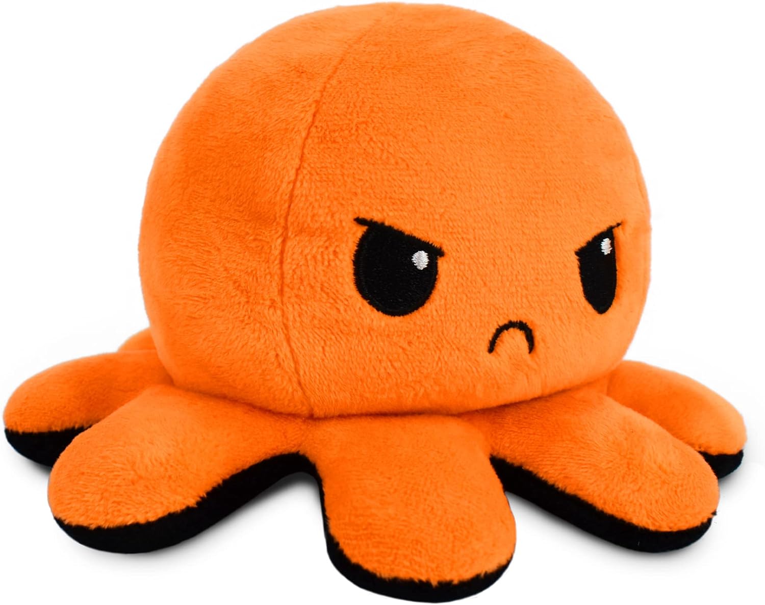 Omkeerbare Octopus Plushie - Paars + Blauw - Schattige Sensory Fidget knuffeldieren die je stemming laten zien, Boos Blauw + Gelukkig Paars, 4 inch