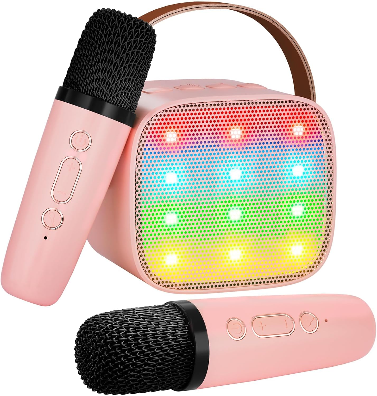 Karaoke Machine voor Kinderen | Mini Bluetooth Speaker met 2 Draadloze Microfoons | Verjaardagscadeau voor Meisjes 5+ Jaar