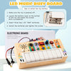 Piano Busy Board & Prik bord met 6 LED en Knoppen l Baby Montessori Speelgoed 6, 12, 24 Maanden en ouder