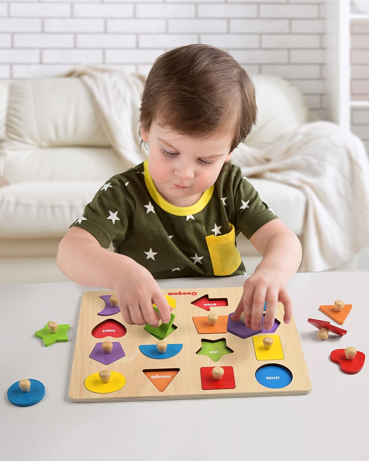 WoodGame l Montessori PeuterPuzzel Bord l Geometrische Vormen