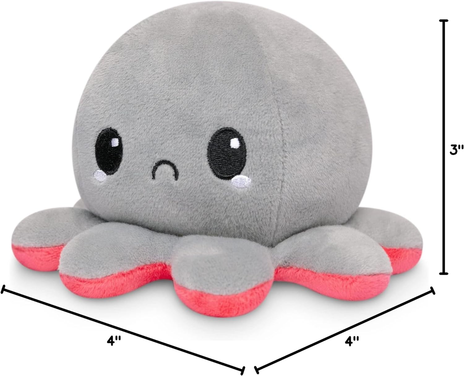 Omkeerbare Octopus Plushie - Paars + Blauw - Schattige Sensory Fidget knuffeldieren die je stemming laten zien, Boos Blauw + Gelukkig Paars, 4 inch