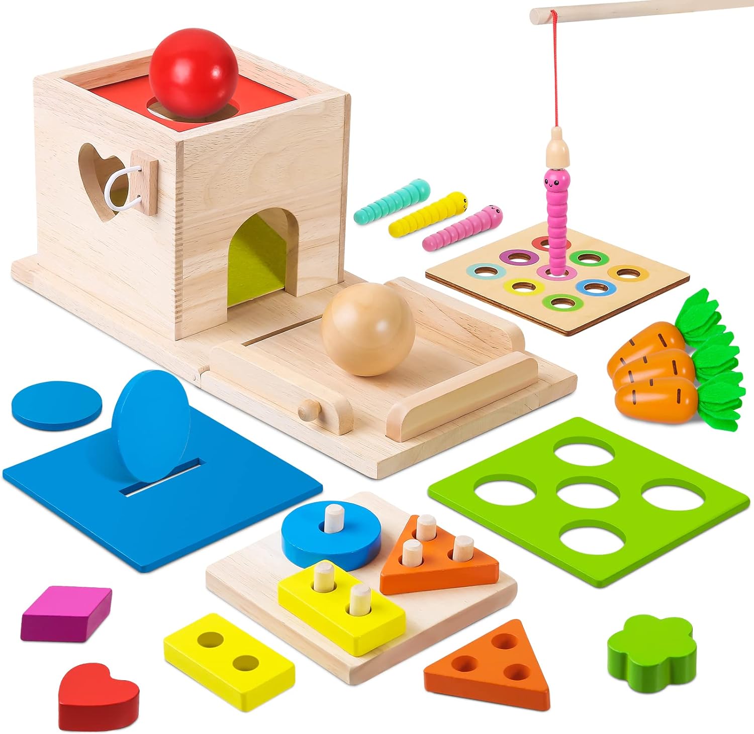 Babyspeelgoed set vanaf 6 maanden l Montessori Vorm Spel, Munt Box, Stapel Spel