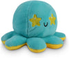 Omkeerbare Octopus Plushie - Paars + Blauw - Schattige Sensory Fidget knuffeldieren die je stemming laten zien, Boos Blauw + Gelukkig Paars, 4 inch