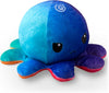 Omkeerbare Octopus Plushie - Paars + Blauw - Schattige Sensory Fidget knuffeldieren die je stemming laten zien, Boos Blauw + Gelukkig Paars, 4 inch