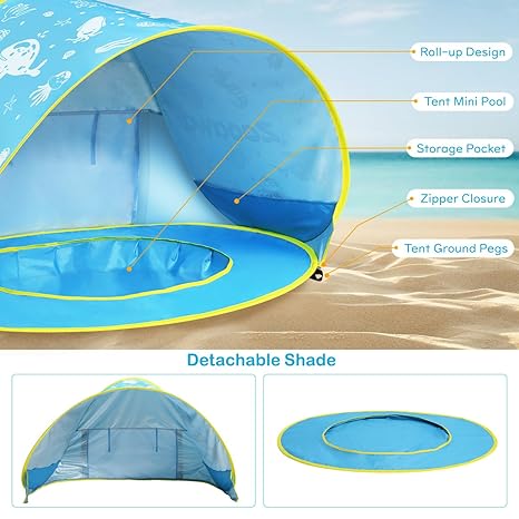 Baby Strandtent V2 l Pop Up Tent Luifel Zon Schuilplaats voor Baby's