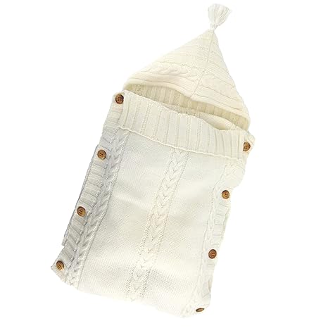 Geboorte Baby Wrap Deken Beige l Gebreide Slaapzak & Perfect voor Kinderwagen