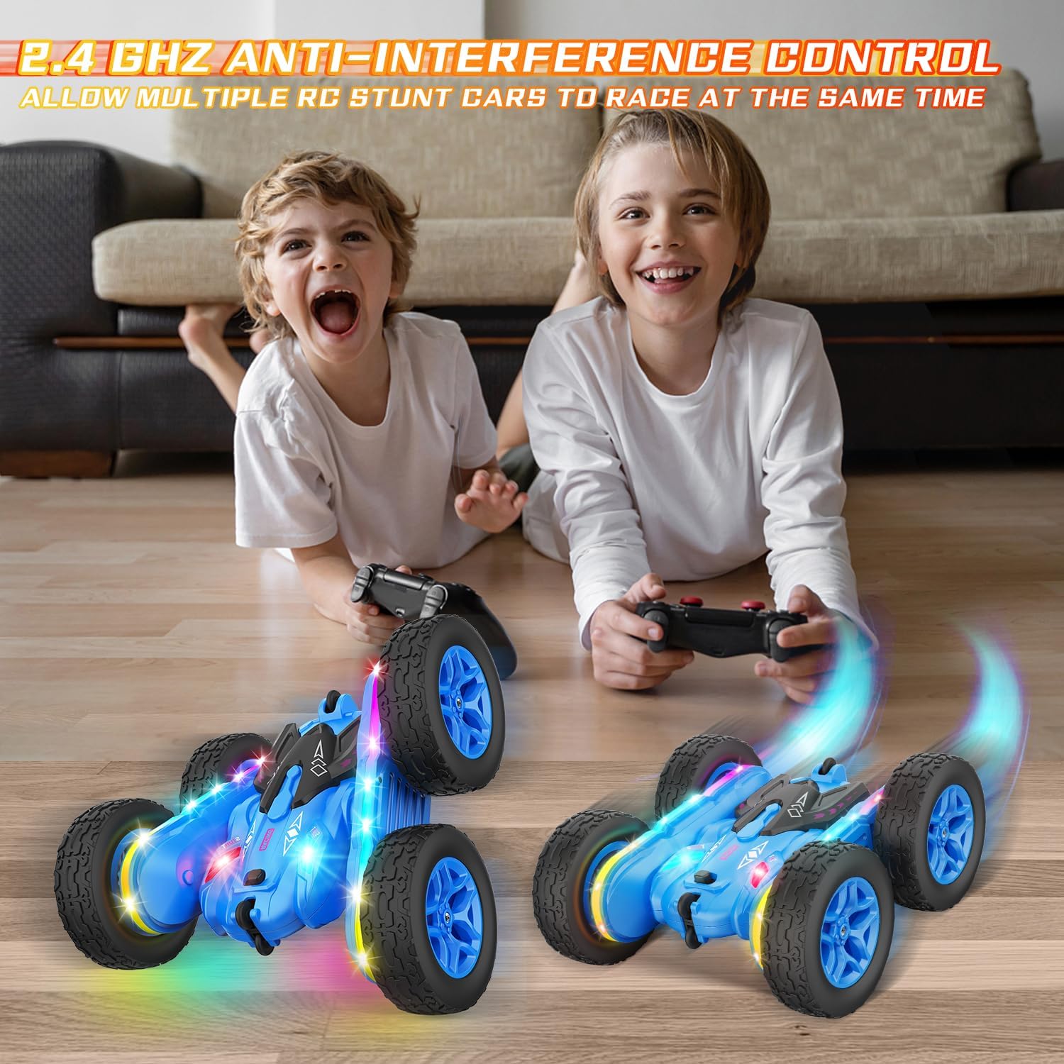 RC STUNTCAR l Bestuurbare Stunt Auto Blauw 2.4G l 360 graden draaien