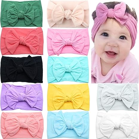 20 Kleuren Baby Meisje Hoofdbanden met Haarstrikken l Nylon Hoofdband Voor Pasgeboren Baby Meisjes