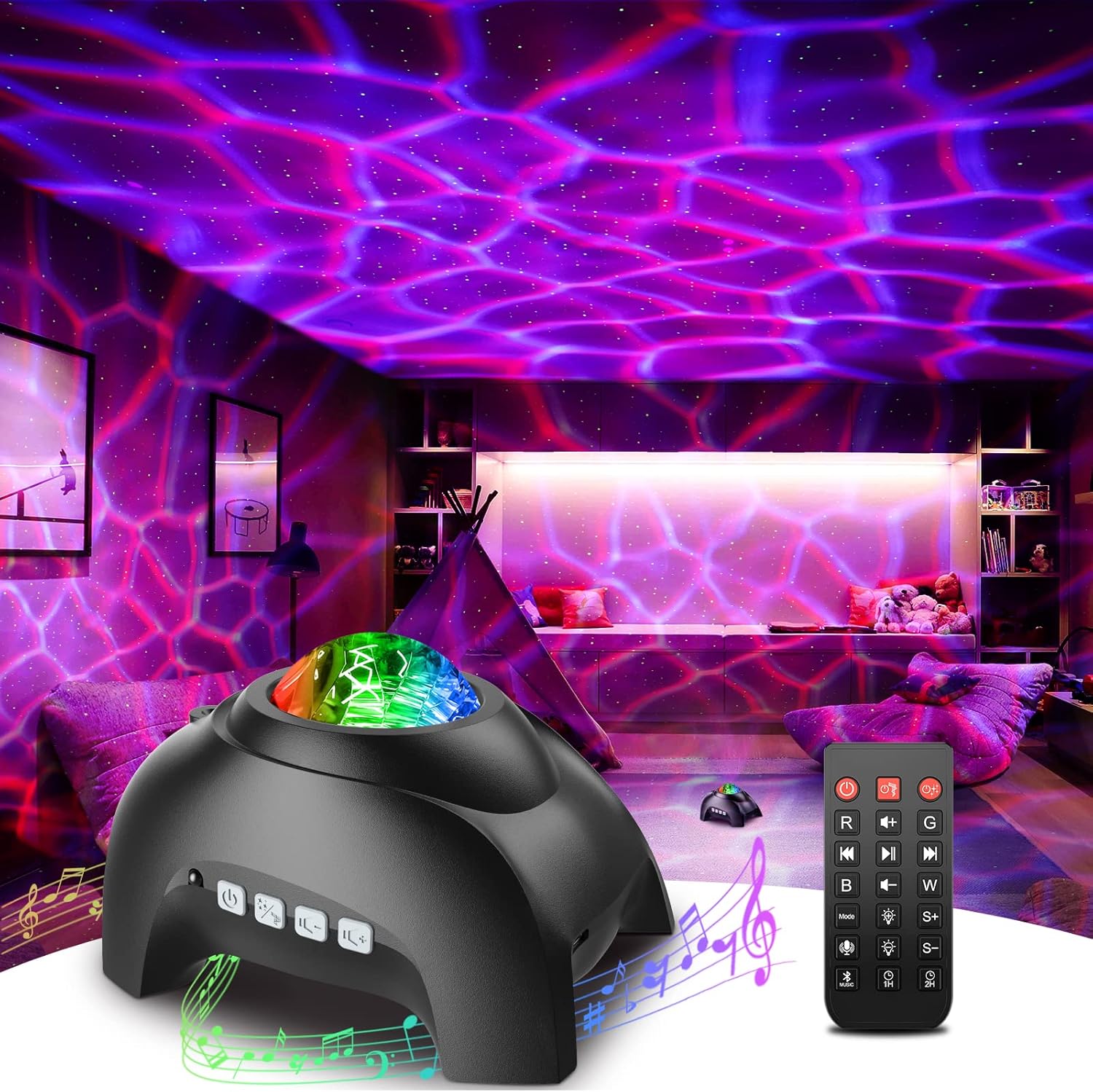 Sterren- & Galaxy Projector met Bluetooth Speaker, White Noise & Timer - LED Aurora Nachtlamp voor Slaapkamer | Perfect Kerst- & Verjaardagscadeau voor Kinderen & Volwassenen