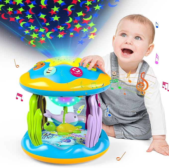 4 in 1 Muzikale Roterende Projector Sterren Nacht Lamp l Babyspeelgoed 6 tot 12 maanden