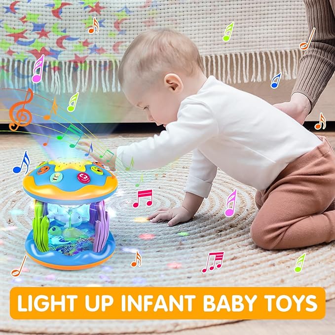 4 in 1 Muzikale Roterende Projector Sterren Nacht Lamp l Babyspeelgoed 6 tot 12 maanden