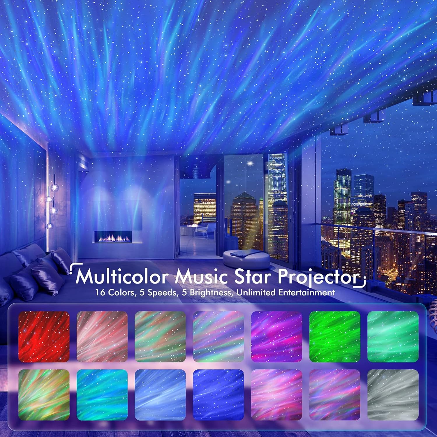 Sterren- & Galaxy Projector met Bluetooth Speaker, White Noise & Timer - LED Aurora Nachtlamp voor Slaapkamer | Perfect Kerst- & Verjaardagscadeau voor Kinderen & Volwassenen