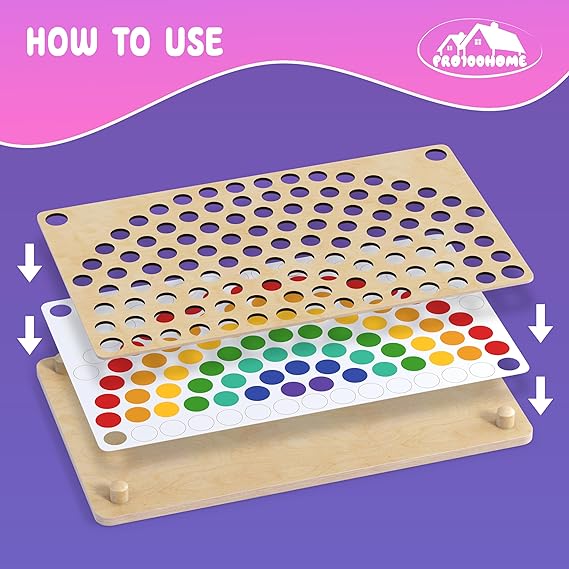 Houten Montessori Peg Board kralen spel | Regenboog stapelen matching tellen kleur sorteren spelletjes