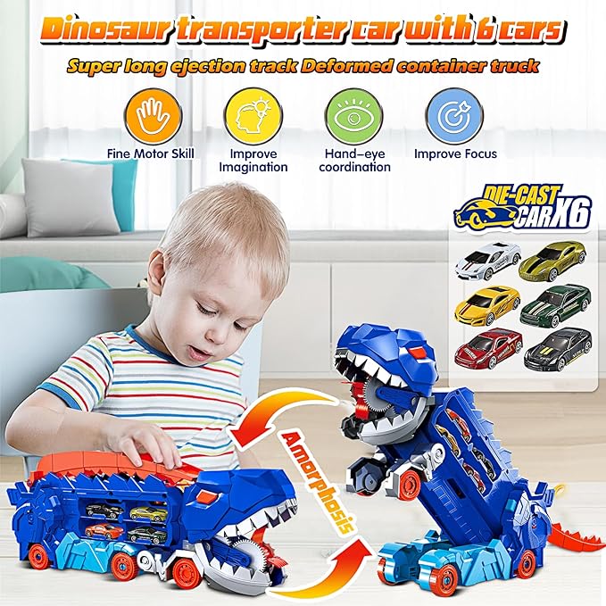 Dinosaurus Auto's Vrachtwagen Transformer l Vervoer Auto's, Speelgoed Jongens 3-8 Jaar