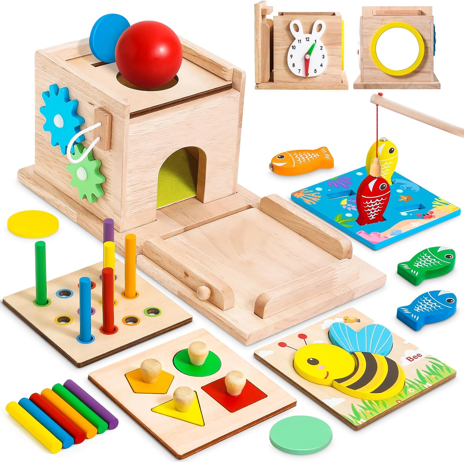 Babyspeelgoed set vanaf 6 maanden l Montessori Vorm Spel, Munt Box, Stapel Spel