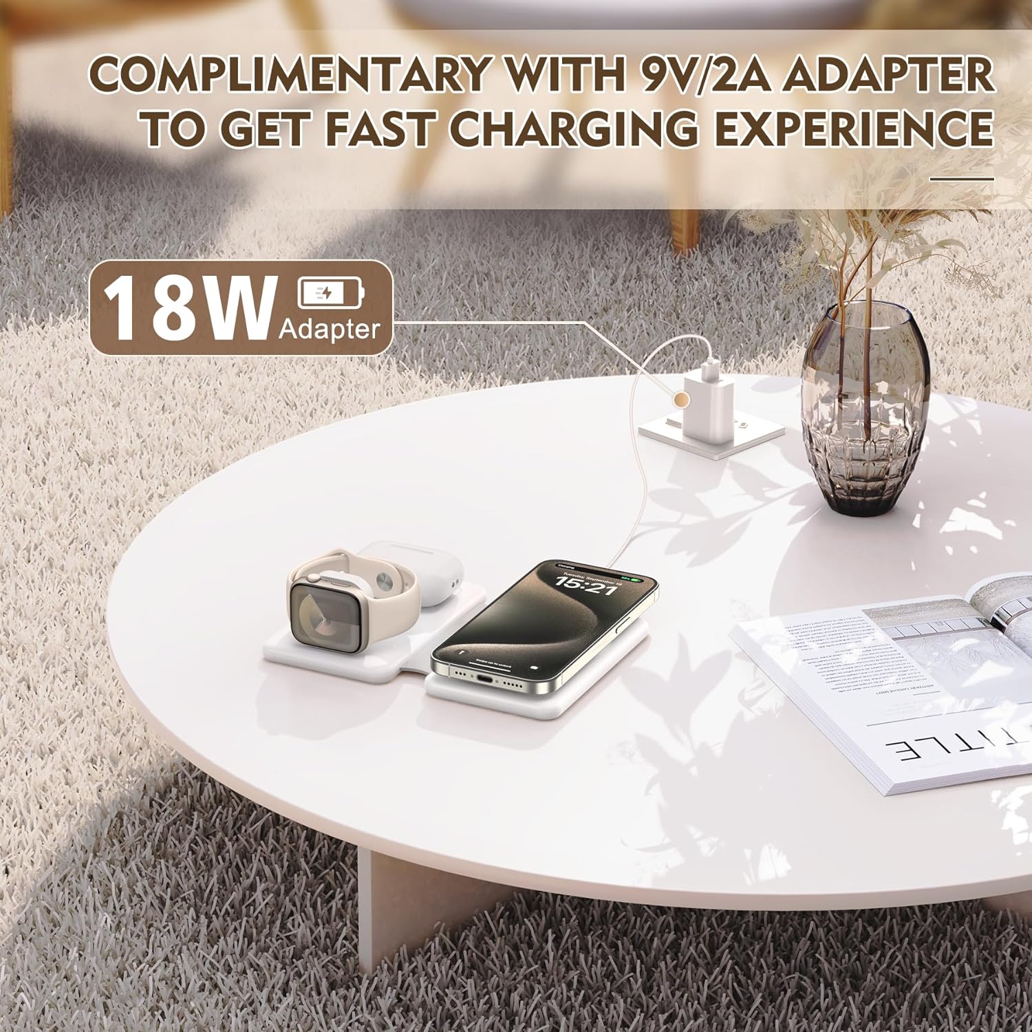 AppleStationX l Draadloze Magnetische Oplader voor iPhone & Samsung & Apple Watch Charger