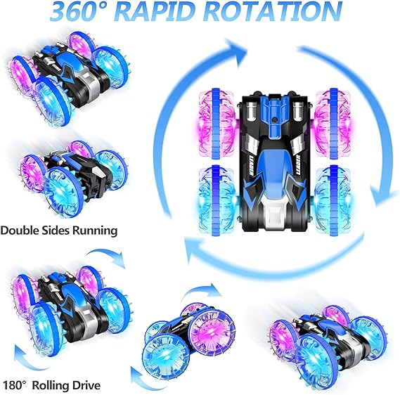 Dubbelzijdig 360° roterend Monster Truck Speelgoed | 4WD RC Auto Speelgoed voor Leeftijden 5-7