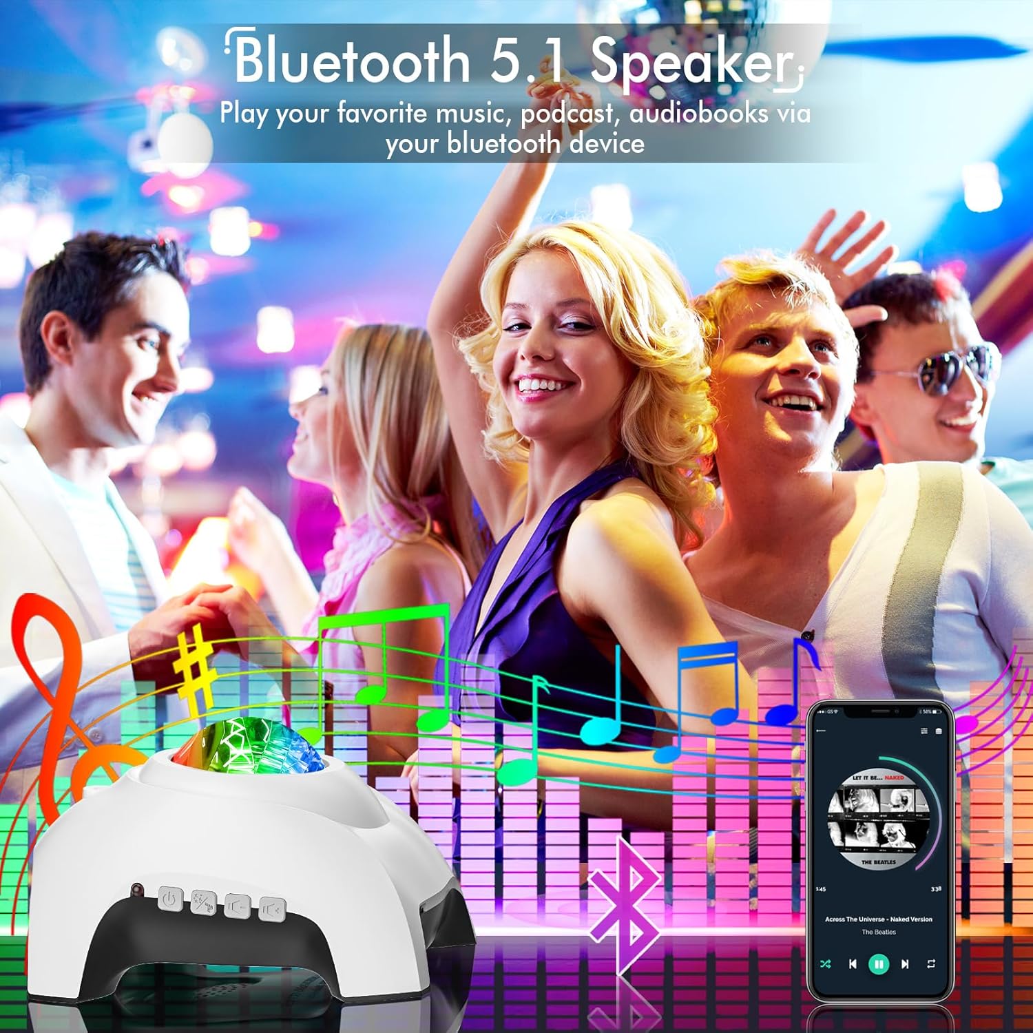 Sterren- & Galaxy Projector met Bluetooth Speaker, White Noise & Timer - LED Aurora Nachtlamp voor Slaapkamer | Perfect Kerst- & Verjaardagscadeau voor Kinderen & Volwassenen