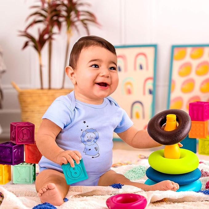 Babyblokken en Stapelspeelgoed - 10 Genummerde Blokken l Educatief vanaf 6 Maanden