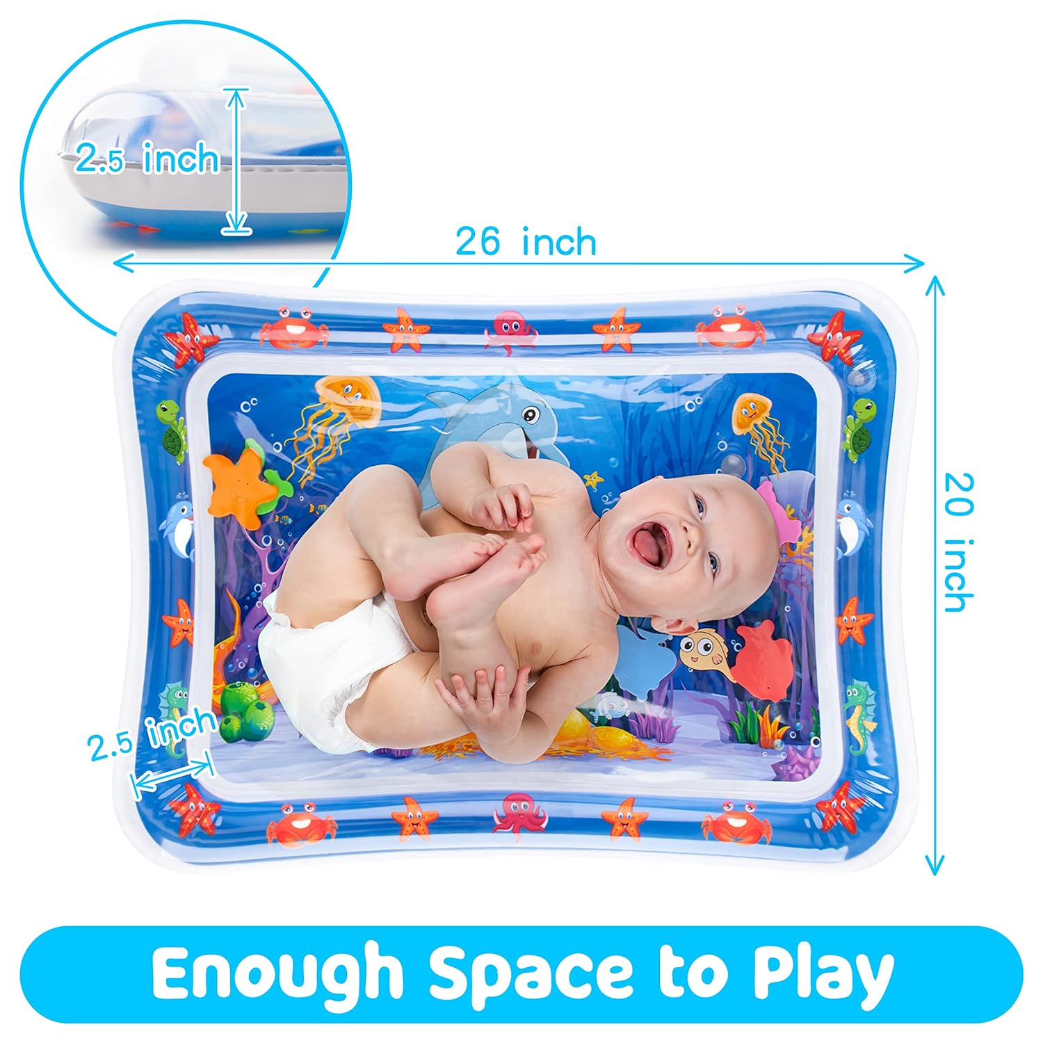 AquaInfant l Baby Water Speelmat met Bewegende Vissen l Peuters 3 tot 12 maanden