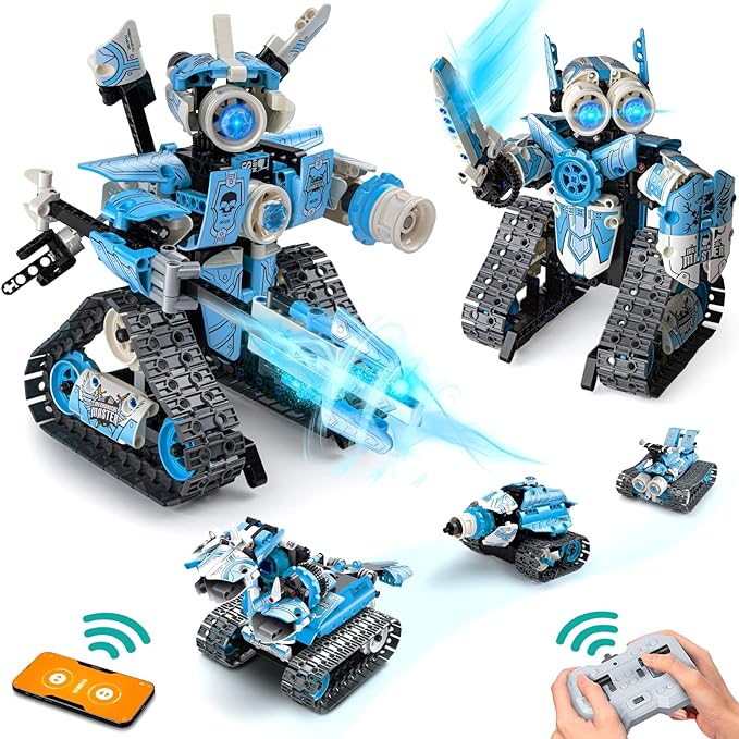 5 in 1 STEM Blauw Robot Bouwspeelgoed (398 stuks) Afstandbestuurbaar l Jongens 8-14 jaar oud