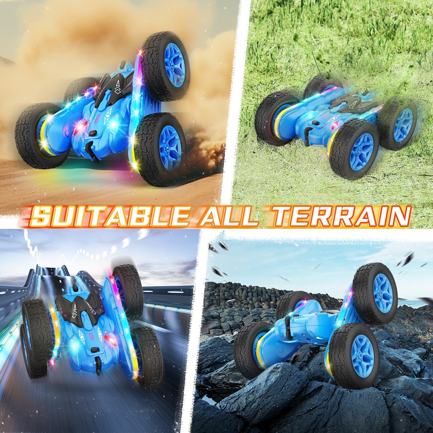 RC STUNTCAR l Bestuurbare Stunt Auto Blauw 2.4G l 360 graden draaien