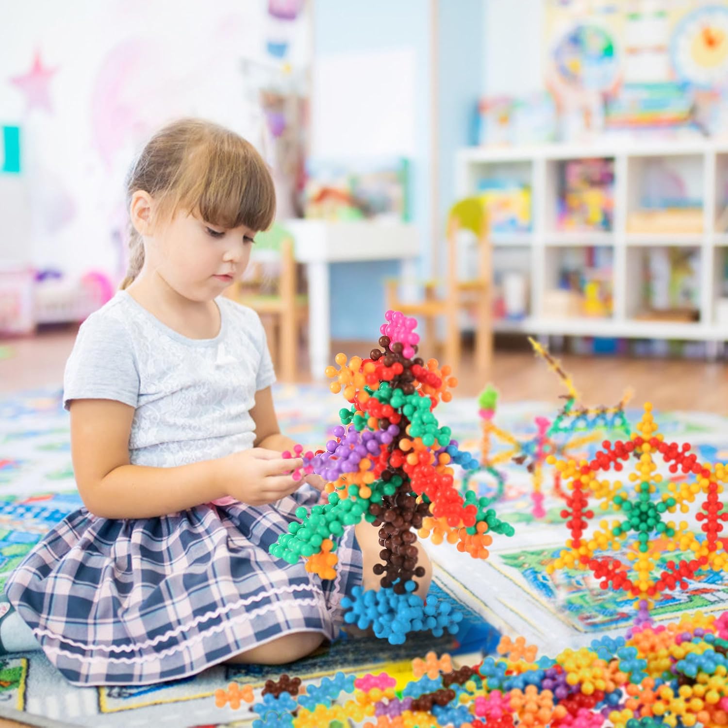 200 Stuks Bouwstenen STEM Speelgoed | Educatieve Schijven Sets Interlocking Solide Plastic voor Kleuters 3+ Jaar