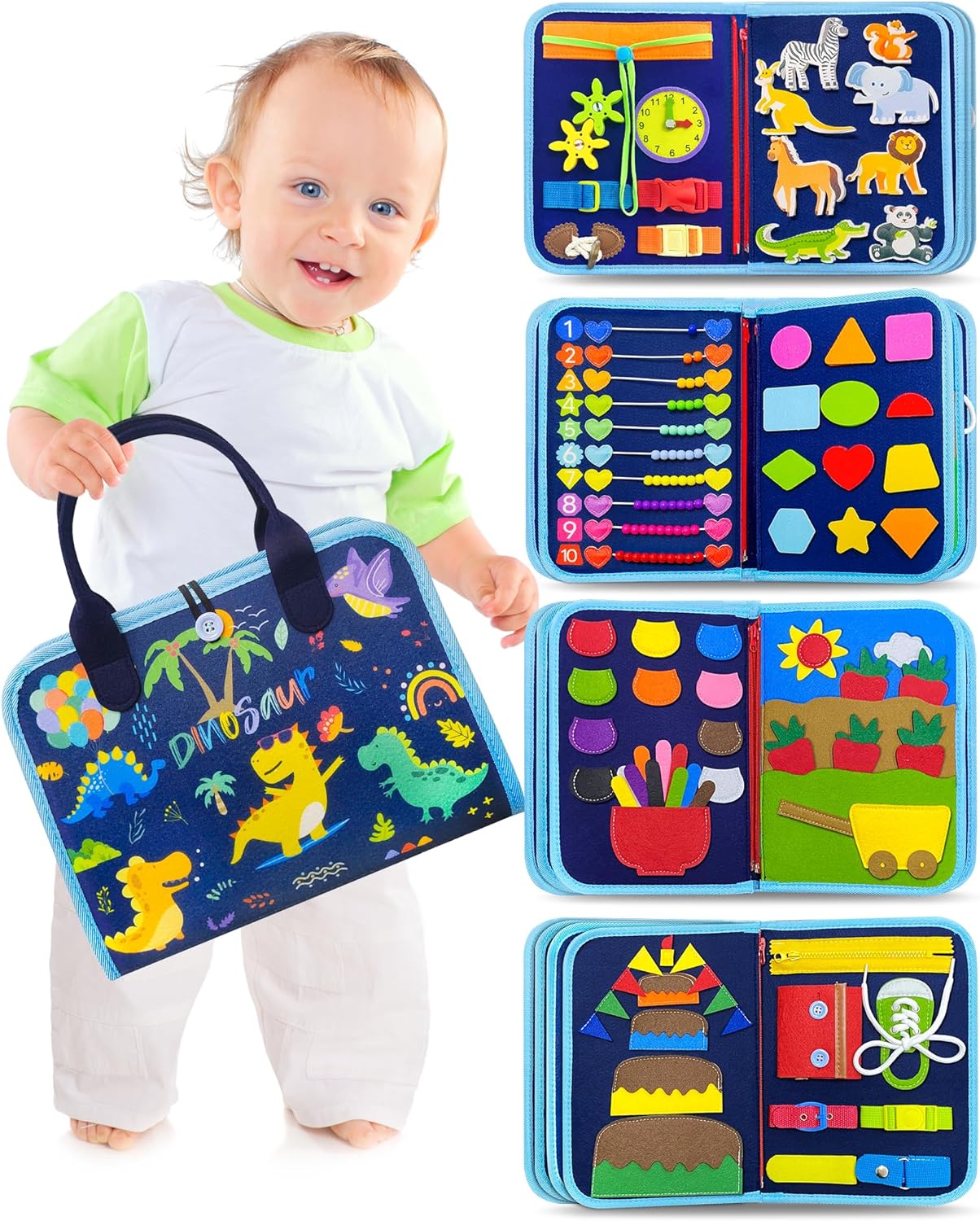 Blauw Druk bord Speelgoed Tas  - Montessori Speelgoed 6 Maanden