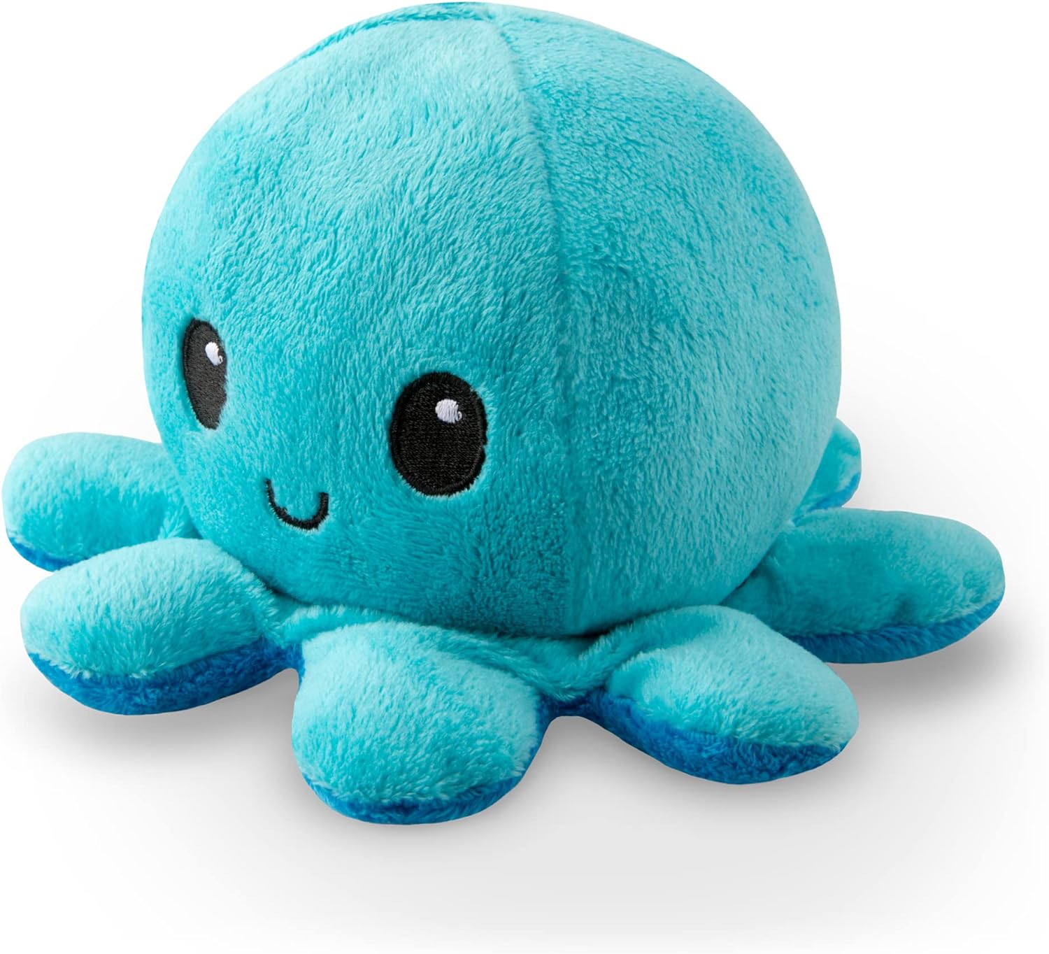 Omkeerbare Octopus Plushie - Paars + Blauw - Schattige Sensory Fidget knuffeldieren die je stemming laten zien, Boos Blauw + Gelukkig Paars, 4 inch