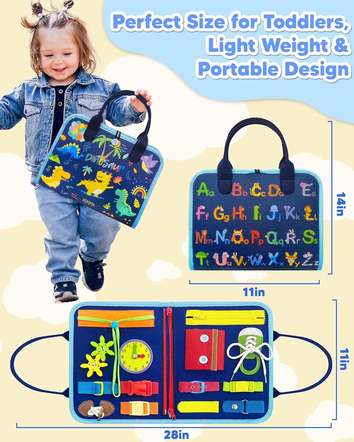 Blauw Druk bord Speelgoed Tas  - Montessori Speelgoed 6 Maanden