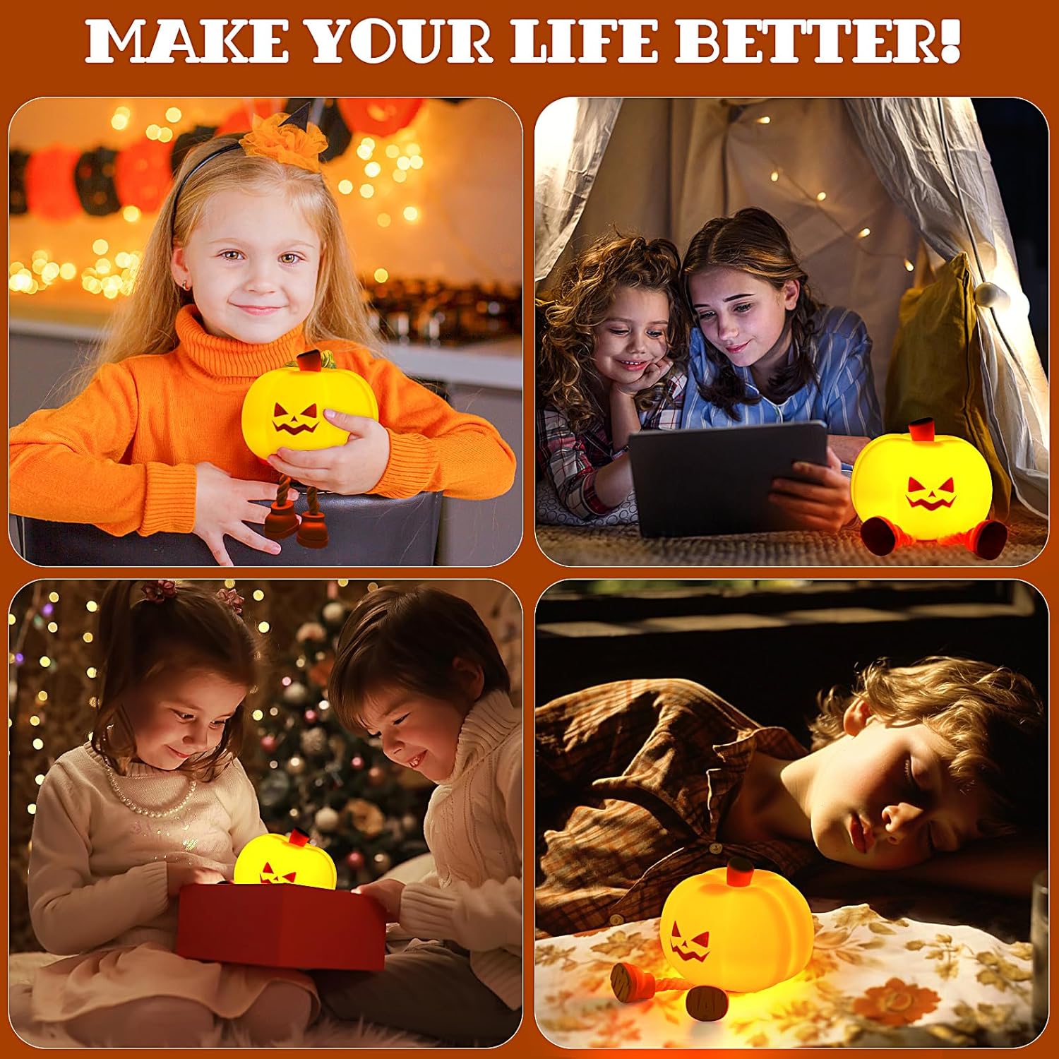 Pumpkin LED Nachtlampje - Dimbare Siliconen Touch Lamp voor Kinderen & Volwassenen | Oplaadbare Bedlamp & Halloween Decor